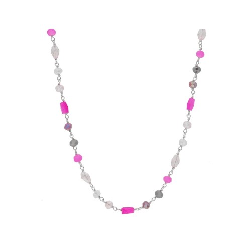 Collar plata y piedras - LAF6337CL