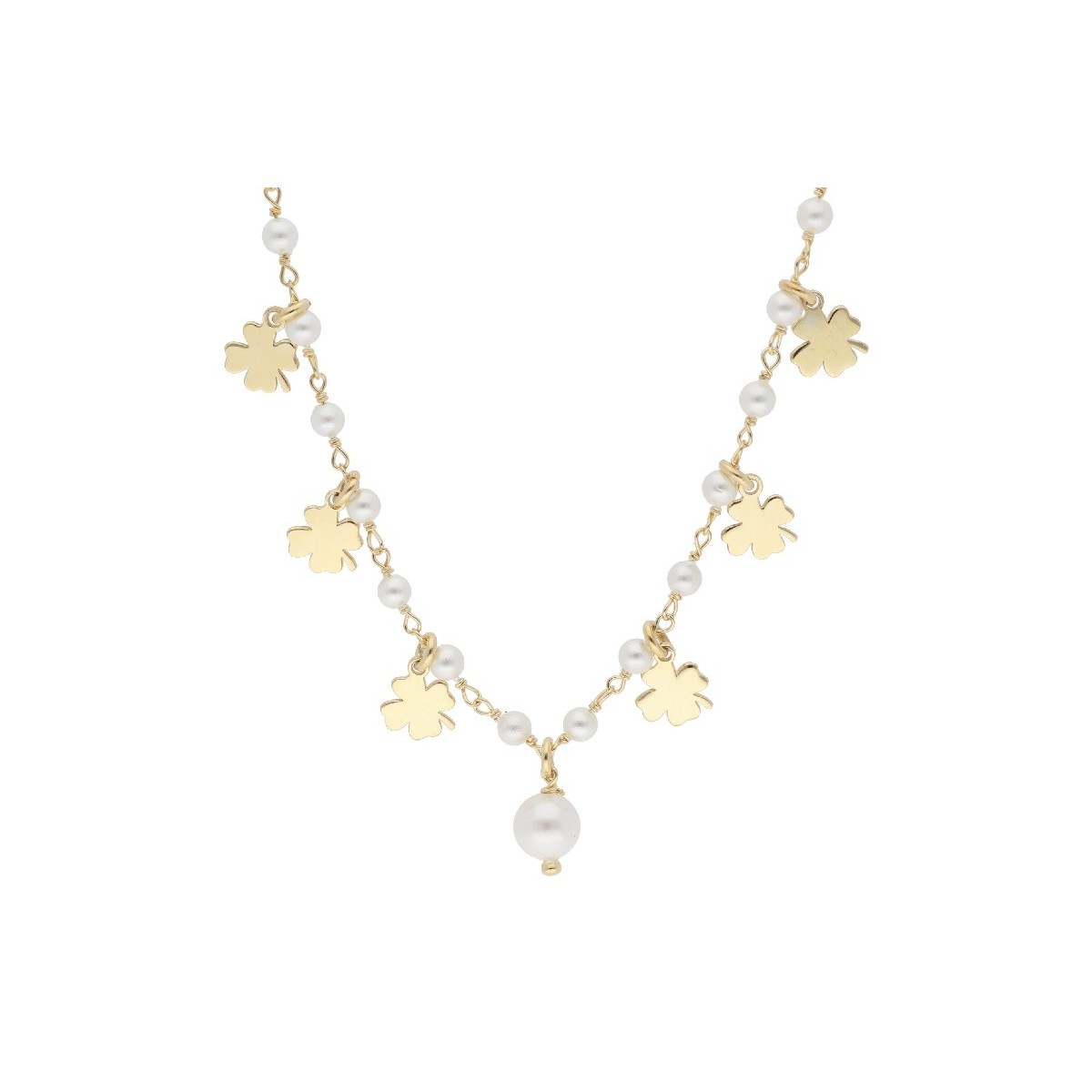 Collar tréboles plata y perlas - LAF6374CL-D