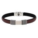 Pulsera acero y piel - 84BA868
