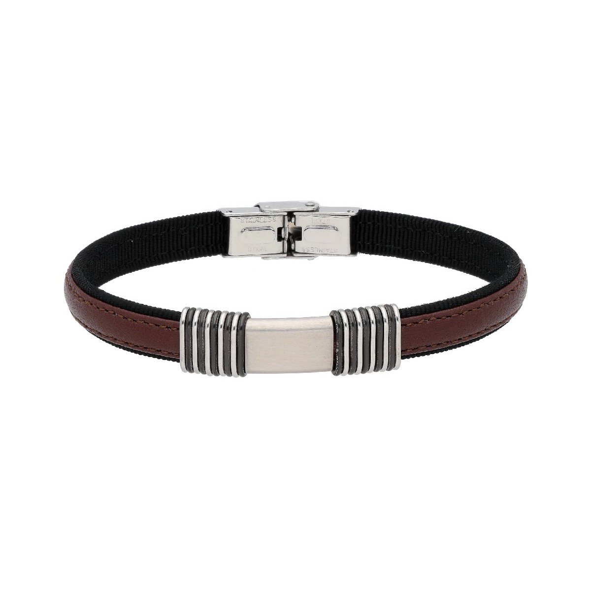 Pulsera acero y piel - 84BA868