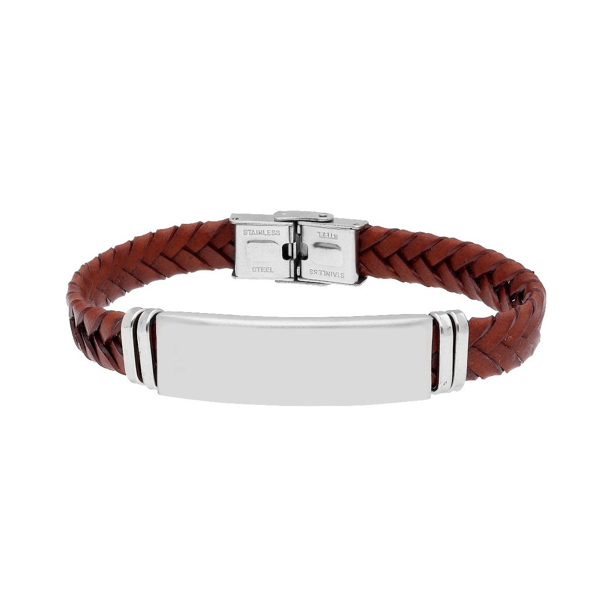 Pulsera acero y piel - 84BA1075-M