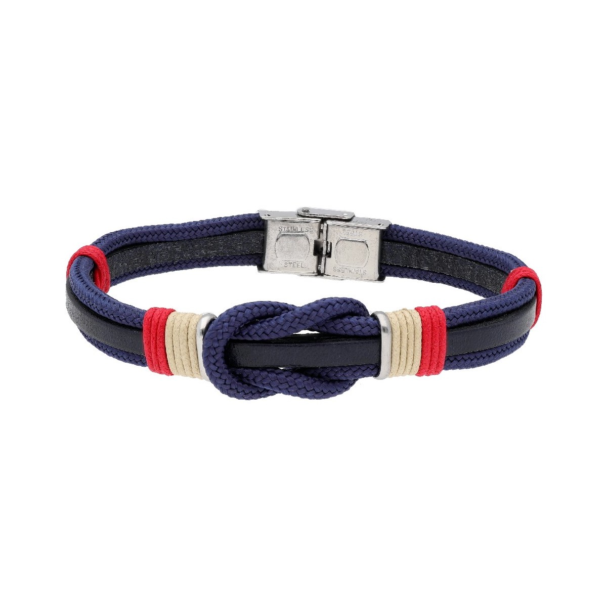 Pulsera piel, cuerda náutika y acero - 84BA1325-A
