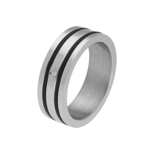Anillo caucho, acero y brillante - 84AN04