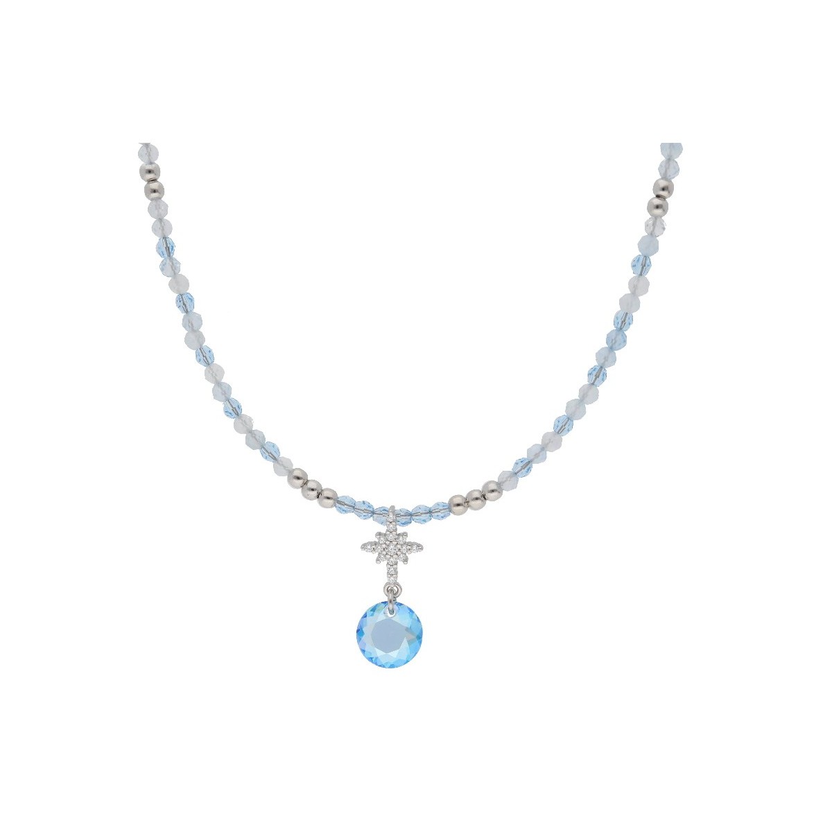 Collar plata y Liska Crystals - LSW0172CL-AQ