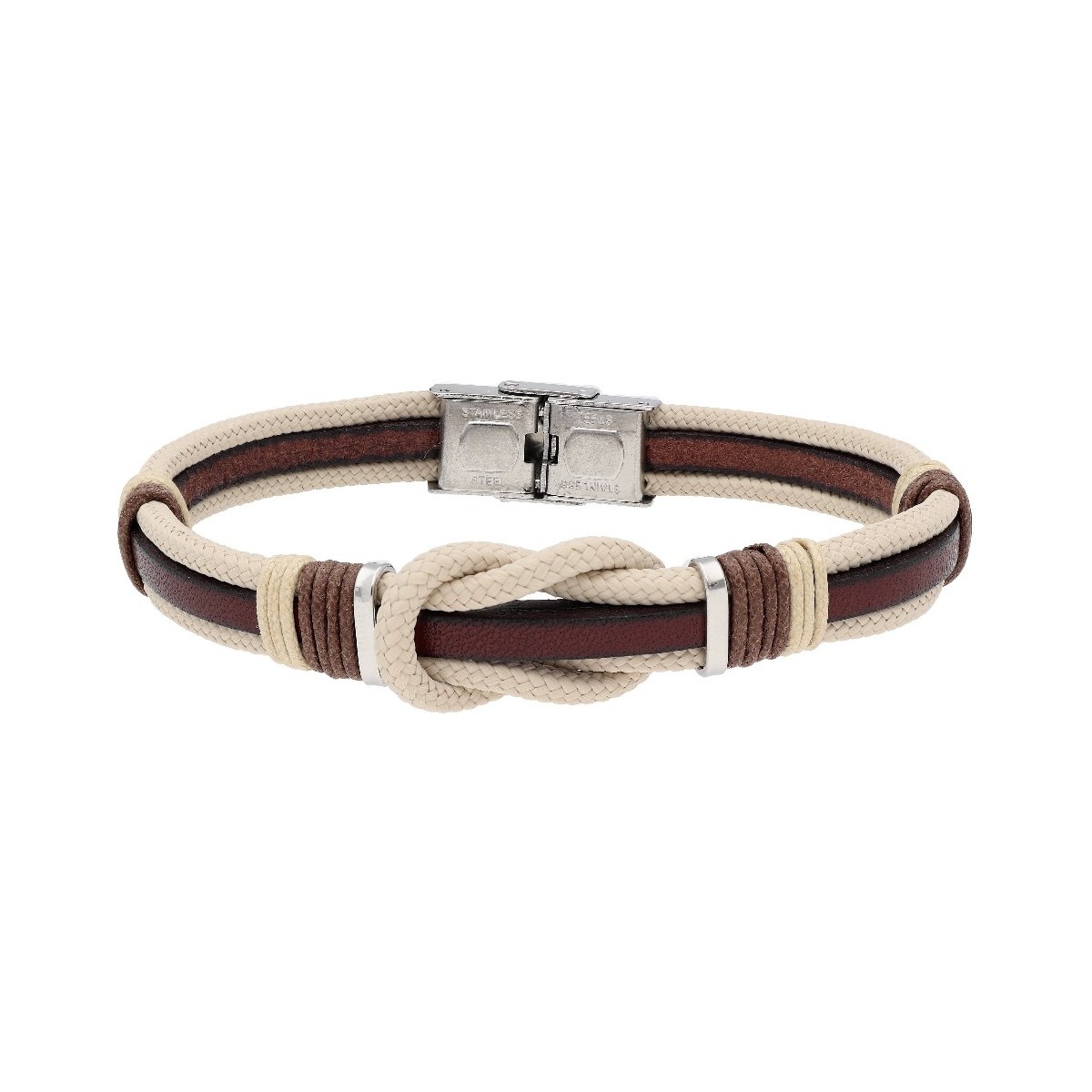 Pulsera piel, cuerda náutika y acero - 84BA1323