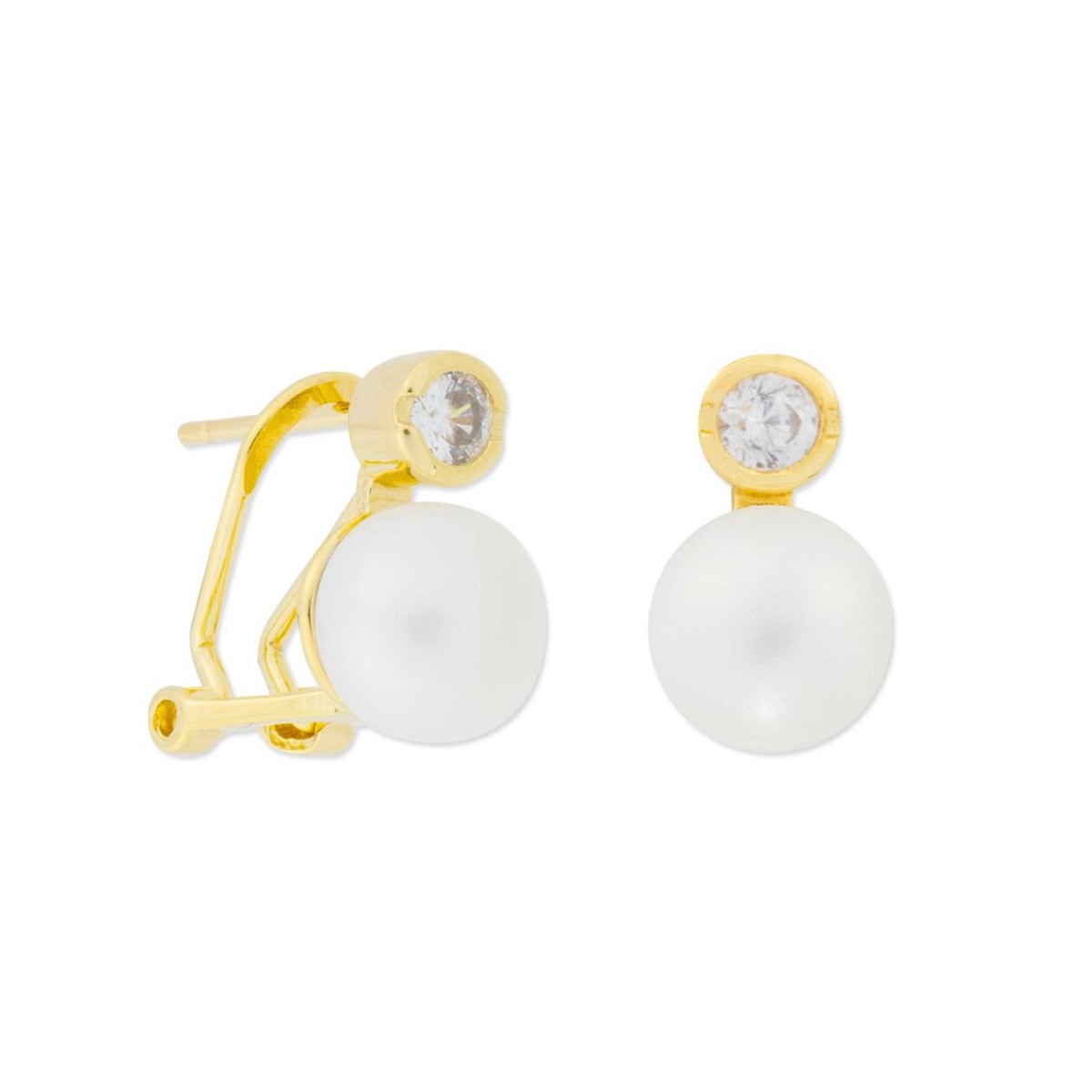 Ptes plata, perlas y circonitas 8mm - MED268A-D