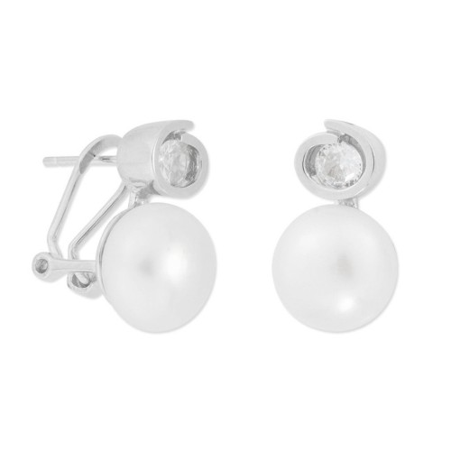 Ptes plata, perlas y circonitas 10mm - MED271A