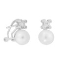 Ptes plata, perlas y circonitas 8mm - MED273A