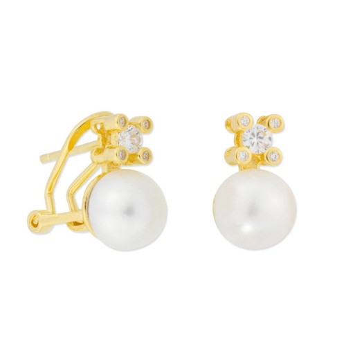 Ptes plata, perlas y circonitas 8mm - MED273A-D