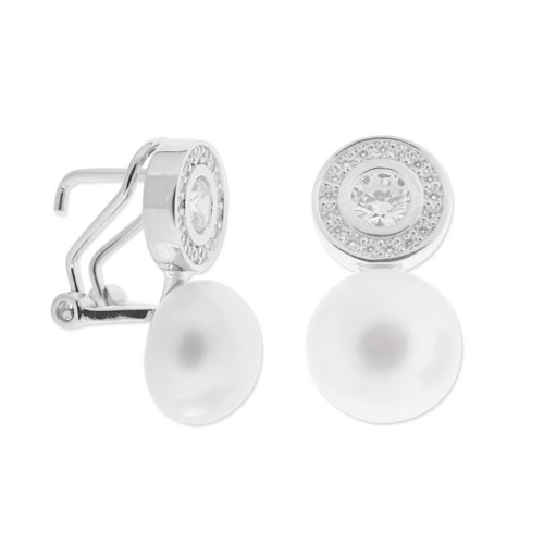 Ptes plata, perlas y circonitas 11mm - MED274A
