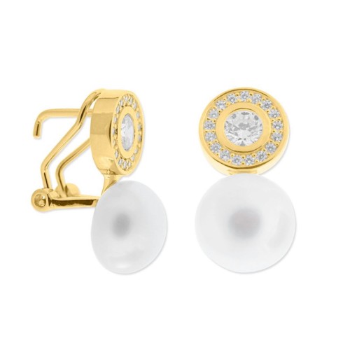 Ptes plata, perlas y circonitas 11mm - MED274A-D