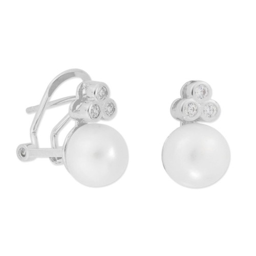 Ptes plata, perlas y circonitas 7mm - MED275A