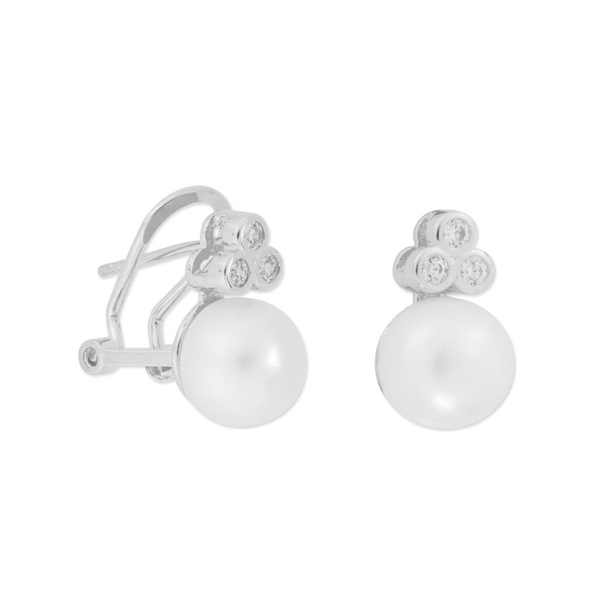Ptes plata, perlas y circonitas 7mm - MED275A