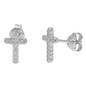 Pendientes cruz plata y circonitas - LAD1200A