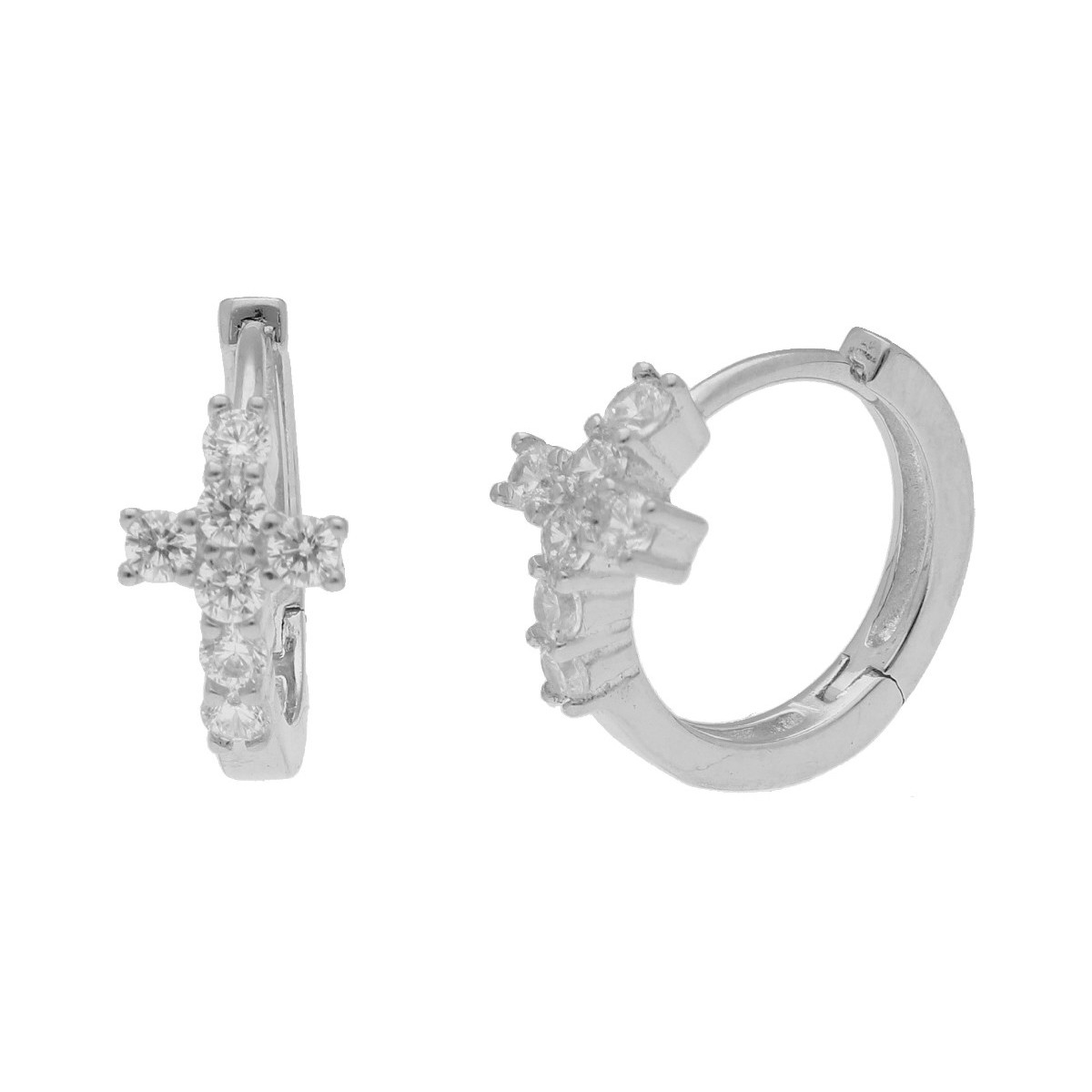 Pendientes cruz plata y circonitas - LAD1200A-C