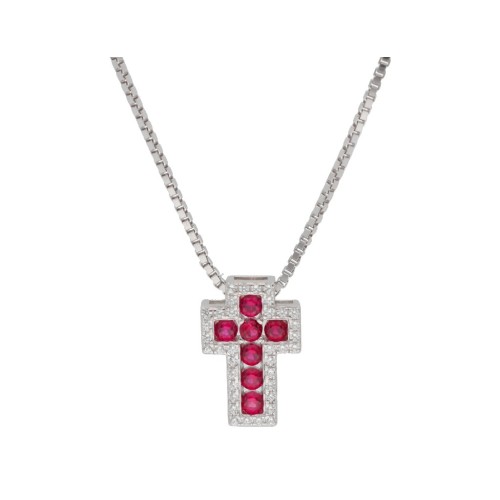 Colgante cruz plata y circonitas - LAD1206CL