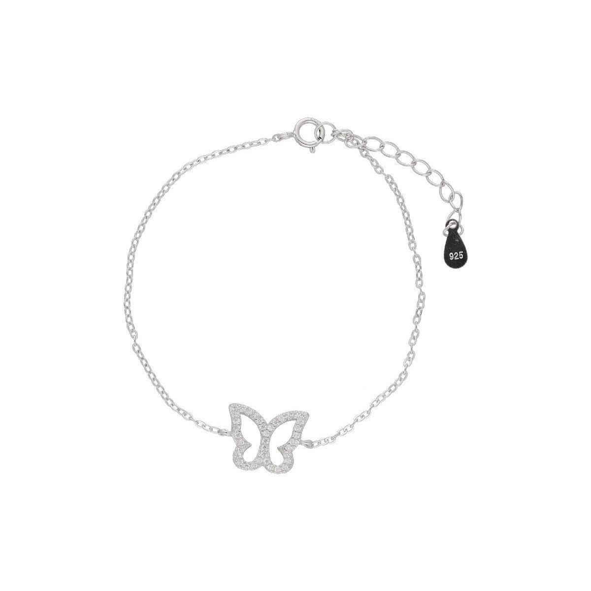 Pulsera mariposa plata y circonitas - LAD1213BR