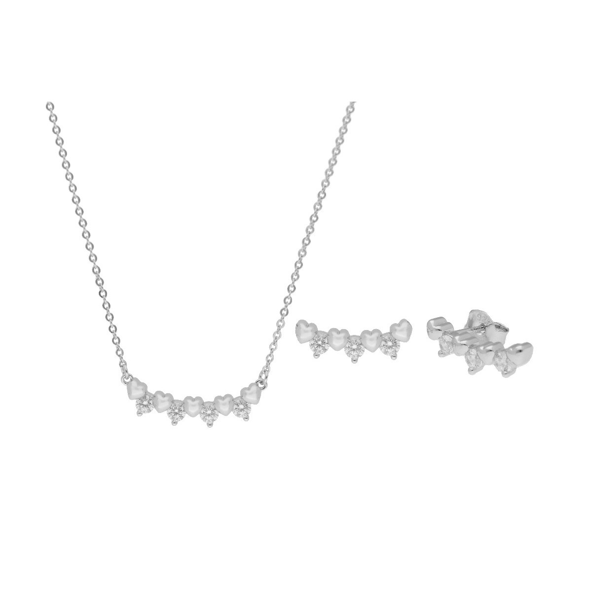 Conjunto corazones plata y circonitas - LAD7101C