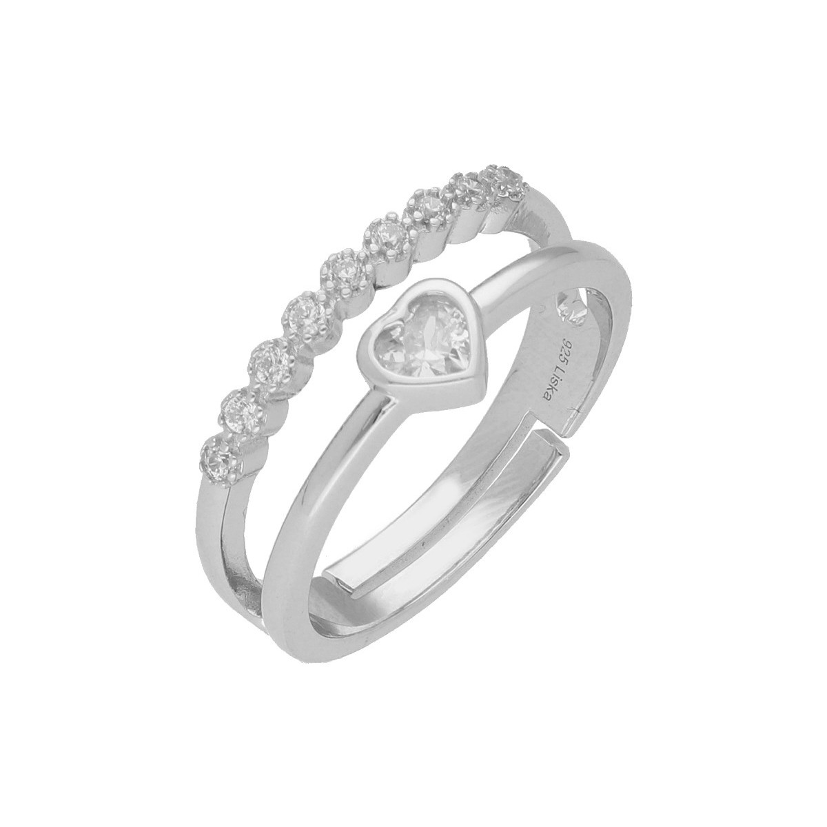 Anillo corazón plata y circonitas - LAD7104AN