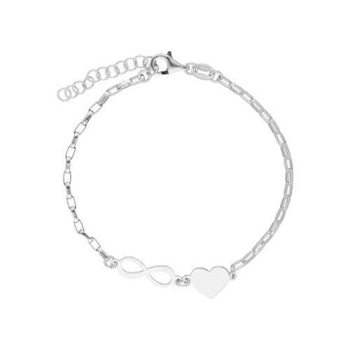 Pulsera infinito y corazón plata - LAF6383BR