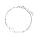 Pulsera plata placa y trébol - LAF6385BR