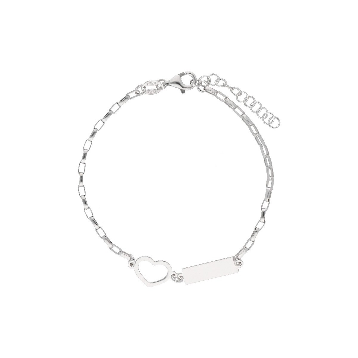 Pulsera corazón y placa plata - LAF6386BR
