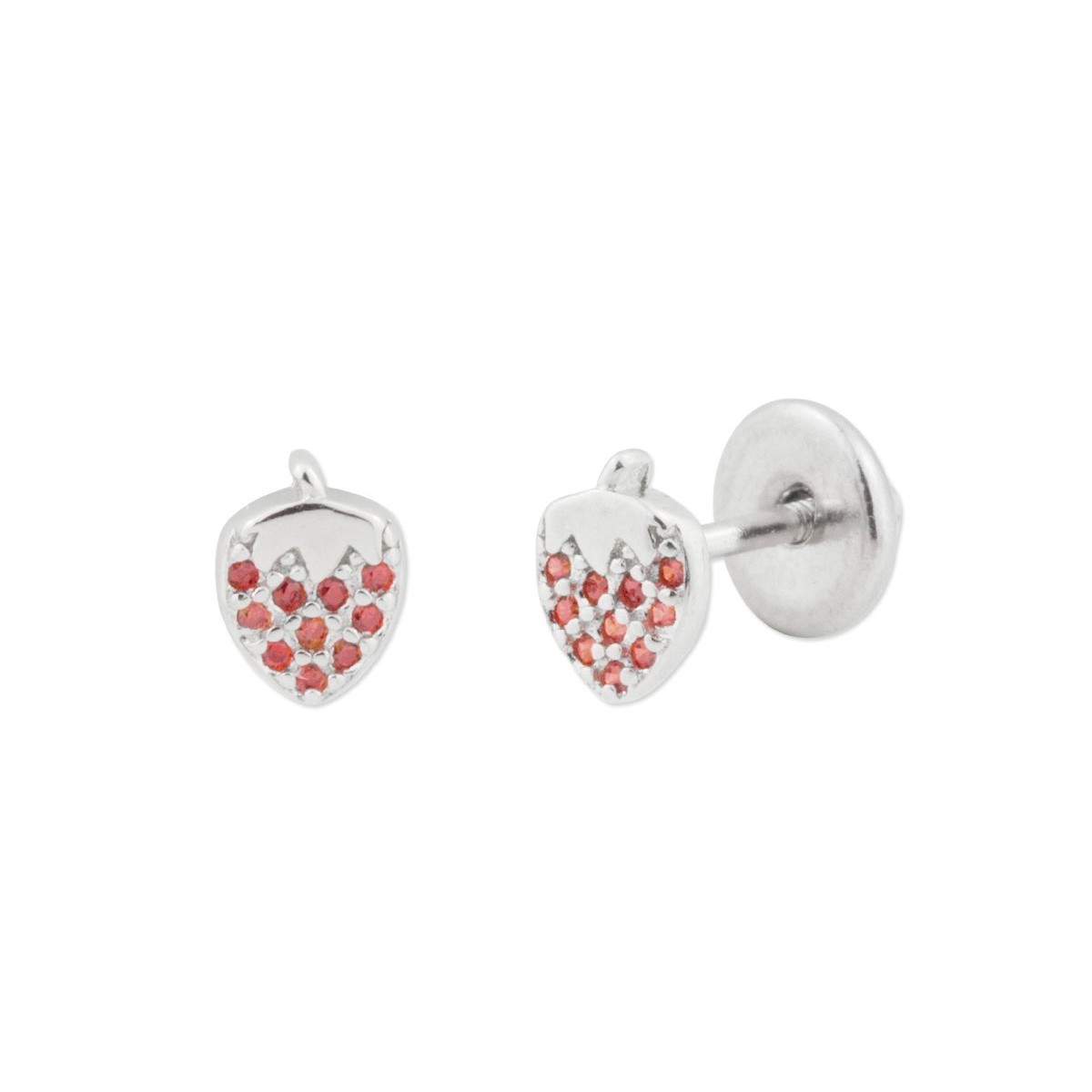 Pendientes fresa plata y circonitas - MED260A-3