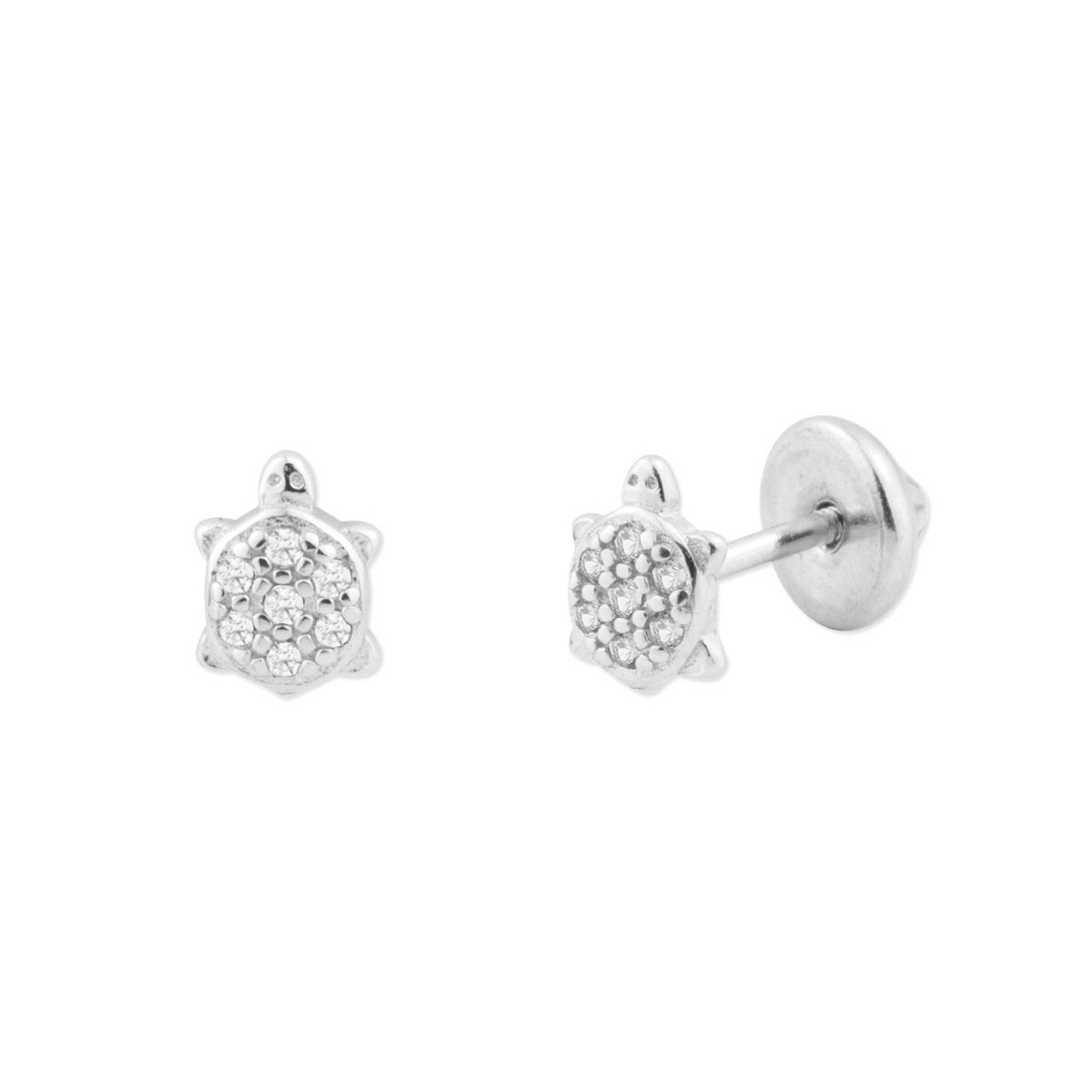 Pendientes tortuga plata y circonitas - MED260A-4