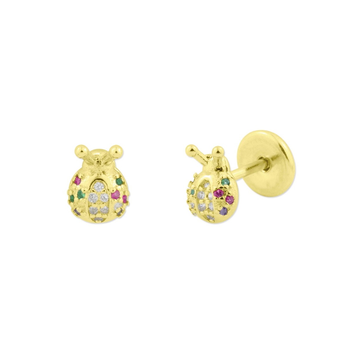Pendientes mariquita plata y circonitas - MED260A-6D