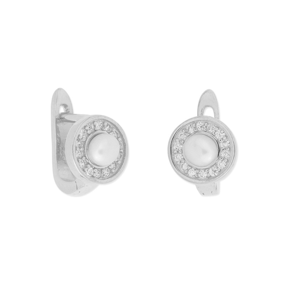 Pendientes plata circonitas y perla - BAM012A