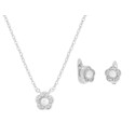 Conjunto flor plata, circonitas y perlas - BAM013C