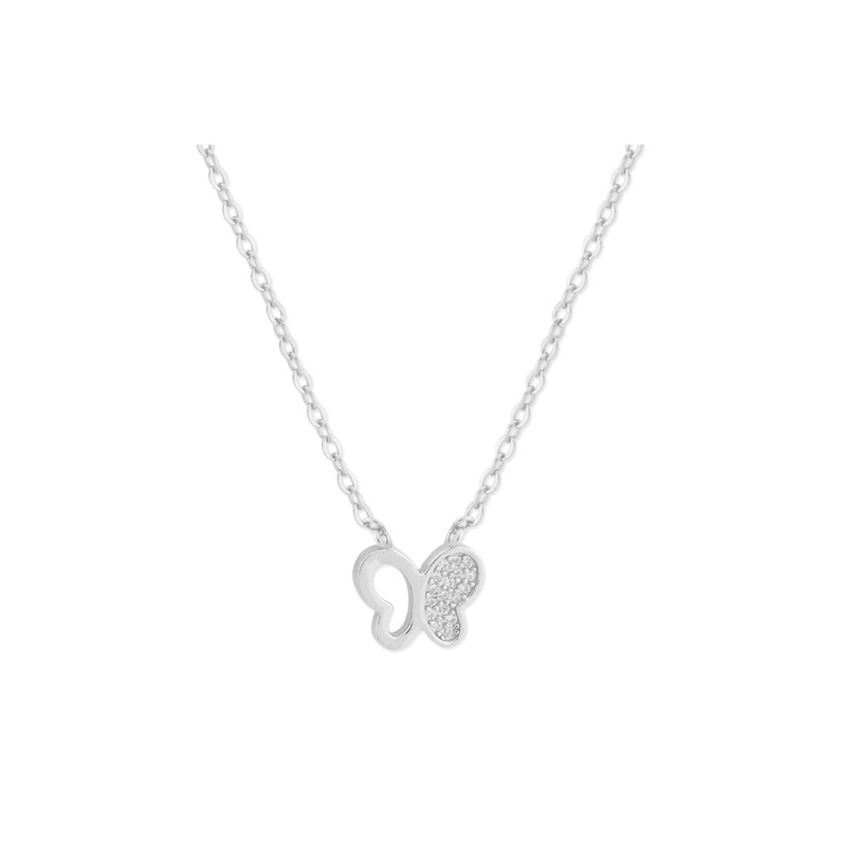 Colgante mariposa plata y circonitas 8mm - BAM014CL