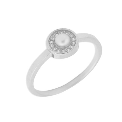 Anillo plata, circonitas y perla - BAM012AN