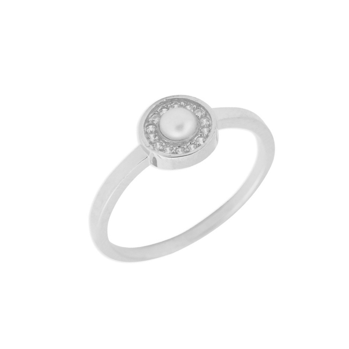 Anillo plata, circonitas y perla - BAM012AN