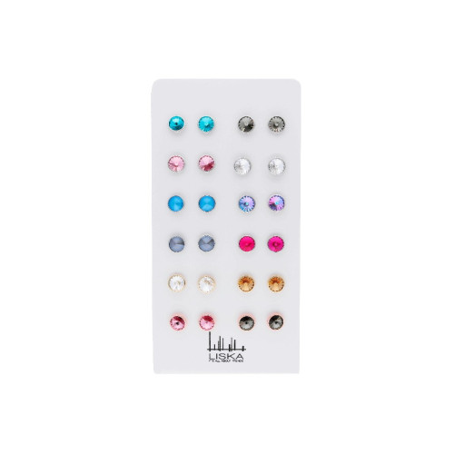 Pack 12 pendientes plata y cristales Liska - LSW2015PACK