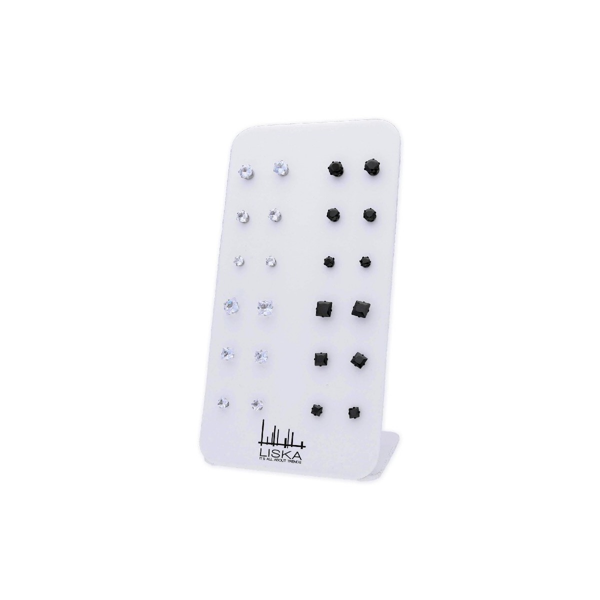 Pack 12 pendientes acero y circonitas - 847A276PACK