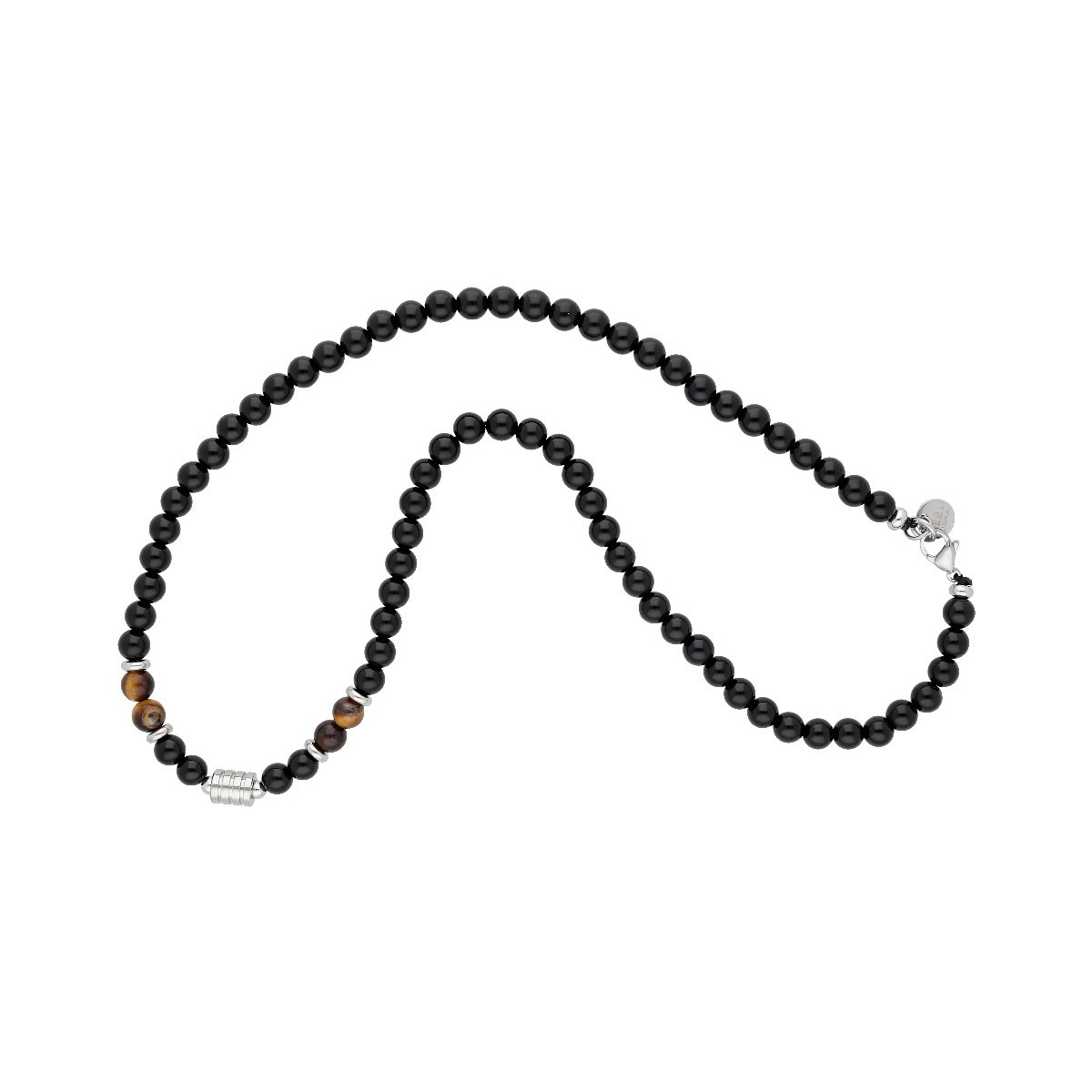 Collar acero y tiger eye 50cm - BALI047CL-T