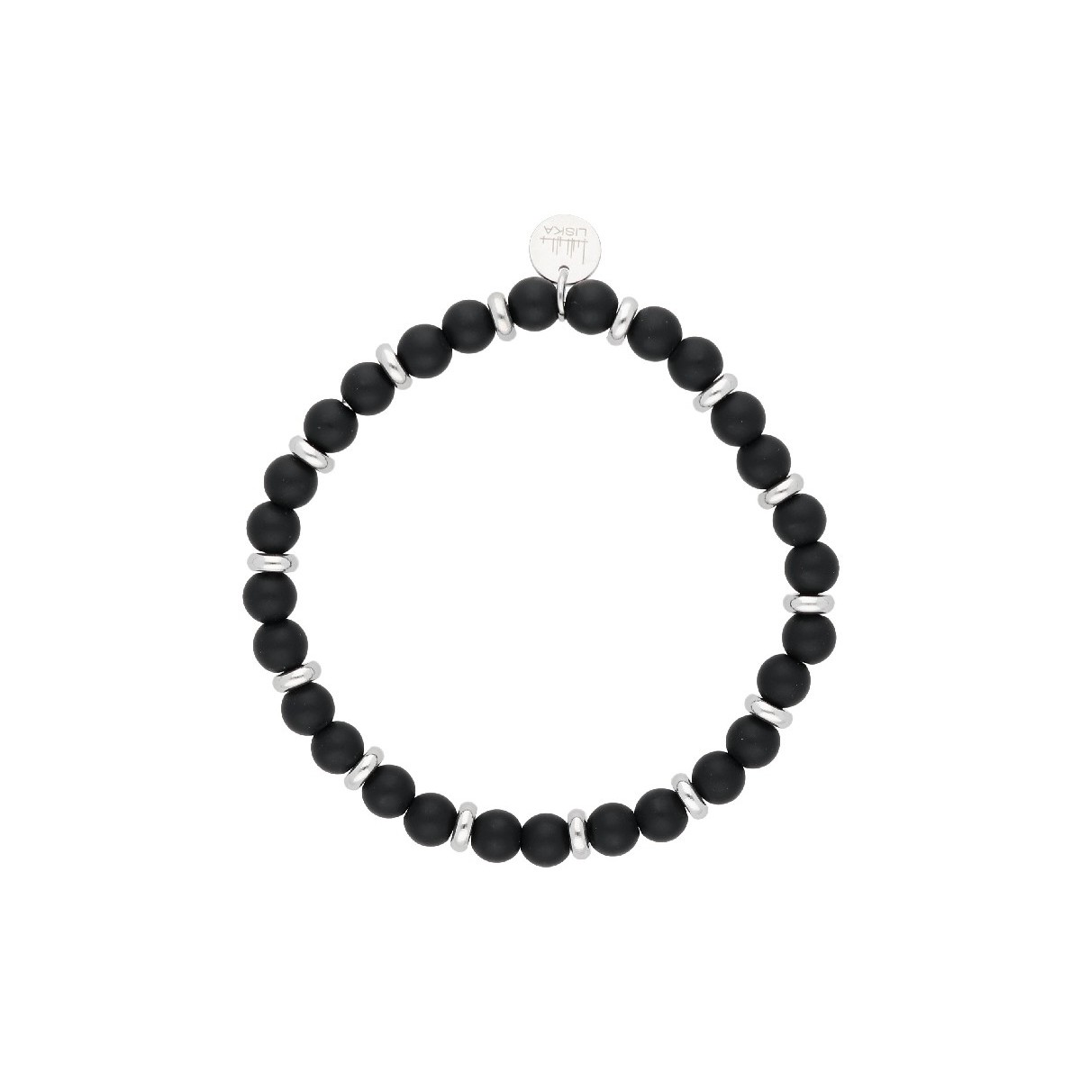 Pulsera acero y matte onix - BALI035BR-OX