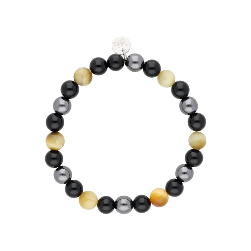 Pulsera acero y ojo de tigre - BALI039BR-GT