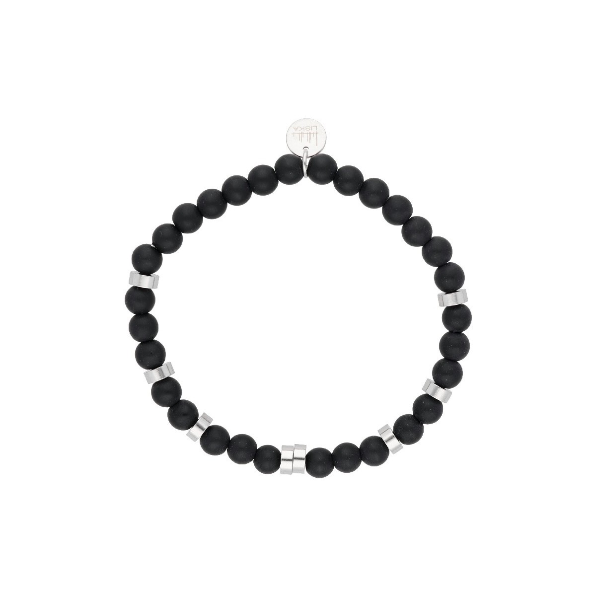 Pulsera acero y matte onix - BALI041BR-OX