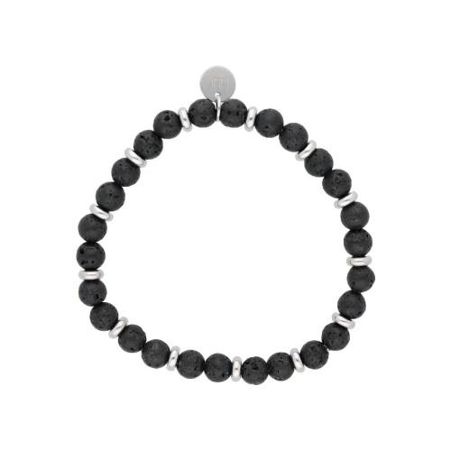 Pulsera acero y lava stone - BALI035BR
