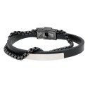Pulsera acero y piel - 845BR1215