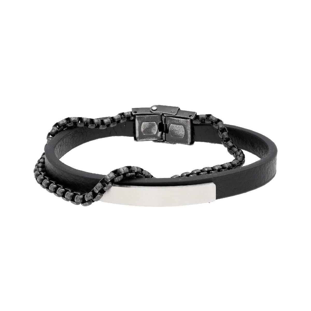 Pulsera acero y piel - 845BR1215