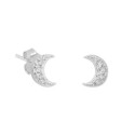 Pendientes luna plata y circonitas - MED305A