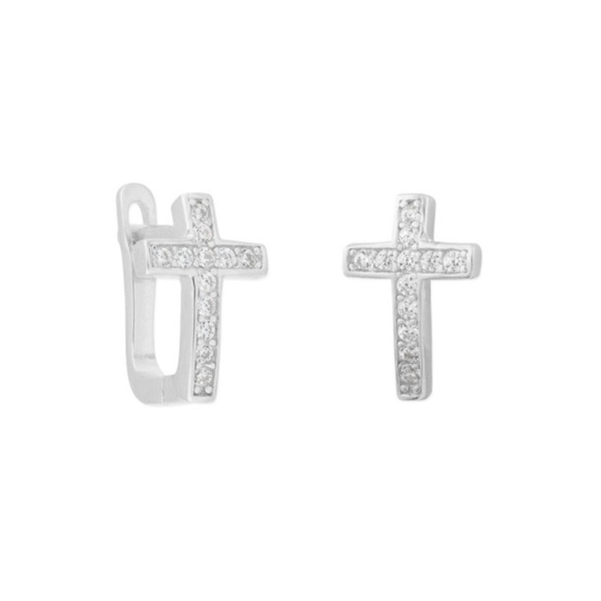 Pendientes cruz plata y circonitas - MED302A