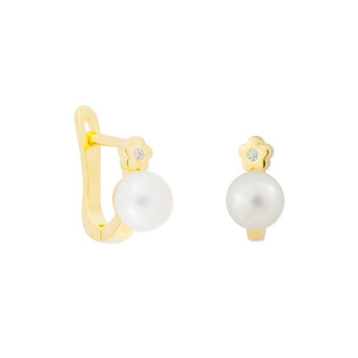 Pendientes flor plata y perlas - BAM016A-D