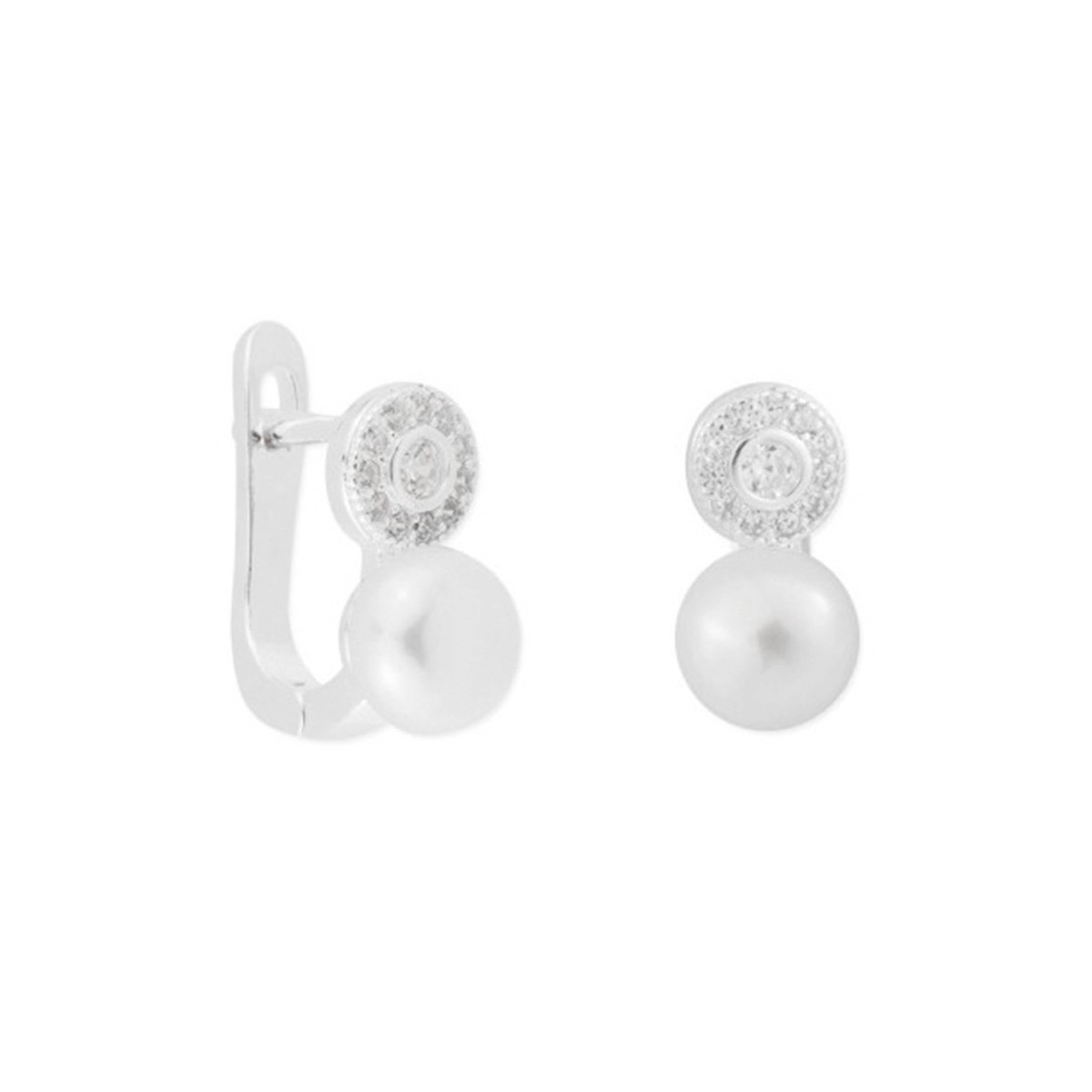 Pendientes plata, circonitas y perlas - BAM021A