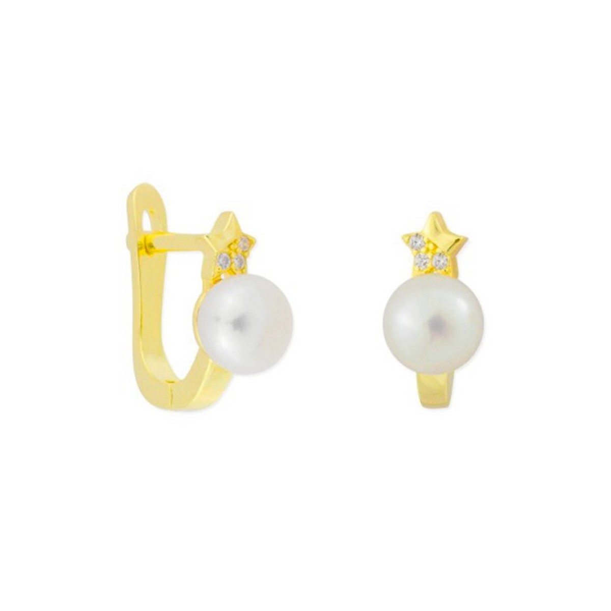 Pendientes estrella plata y perlas - BAM017A-D