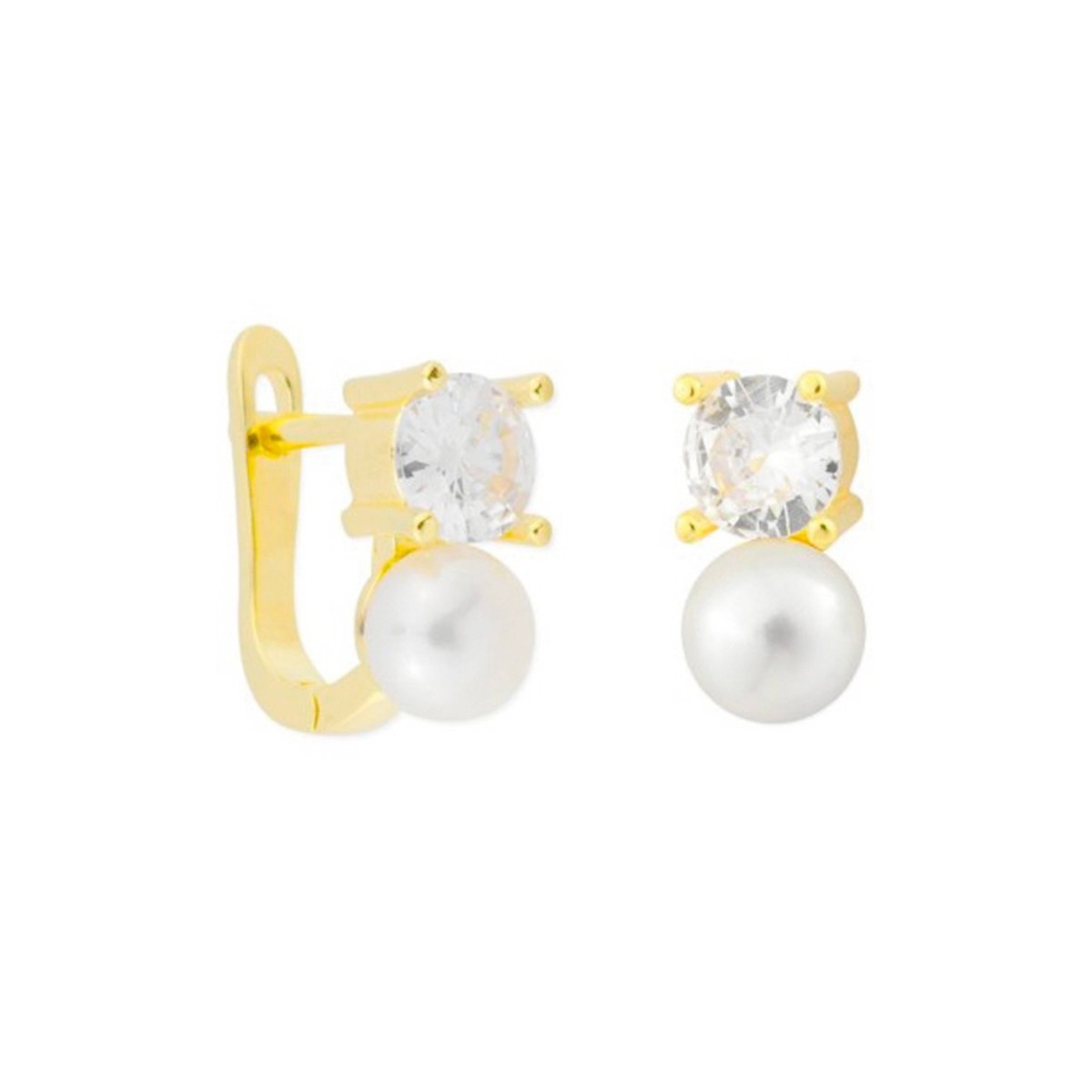 Pendientes plata, circonitas y perlas - BAM020A-D