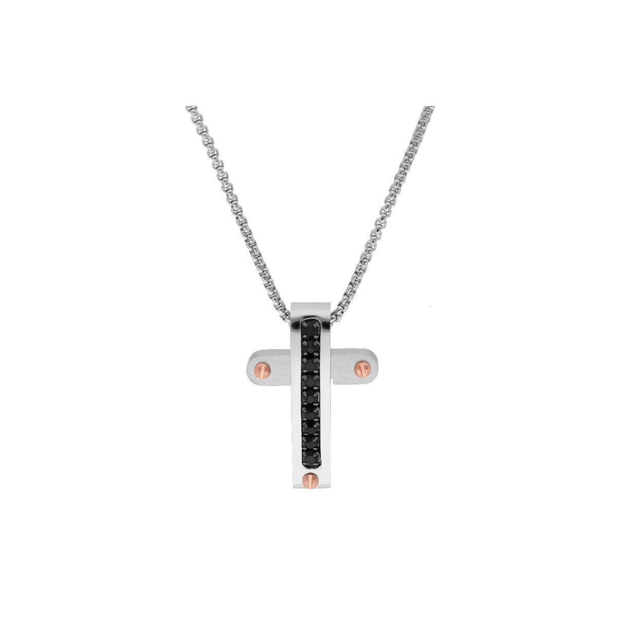 Colgante cruz acero - 86CD256-N